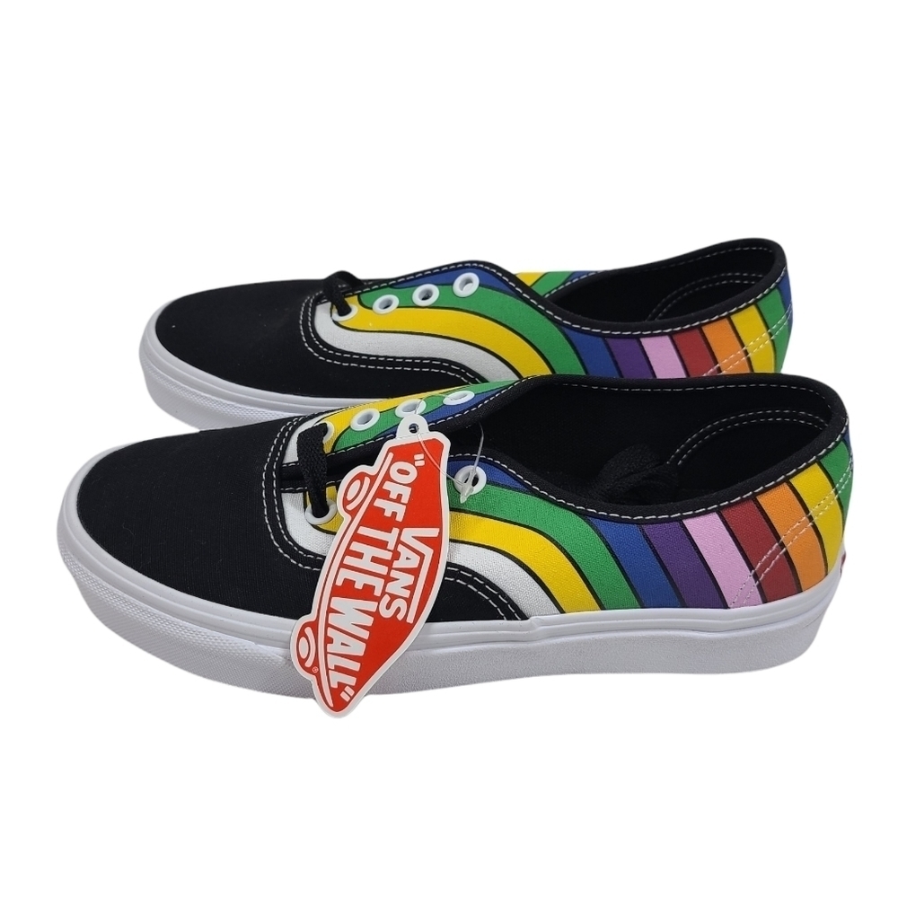 NEW VANS UNISEX Authentic Rainbow Black‎ Refract Multicolor Skateboard Shoes